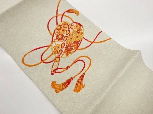 JAPANESE KIMONO / NAGOYA OBI / WOVEN GUNBAI FAN & KIKU 